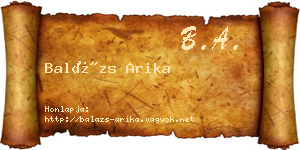 Balázs Arika névjegykártya